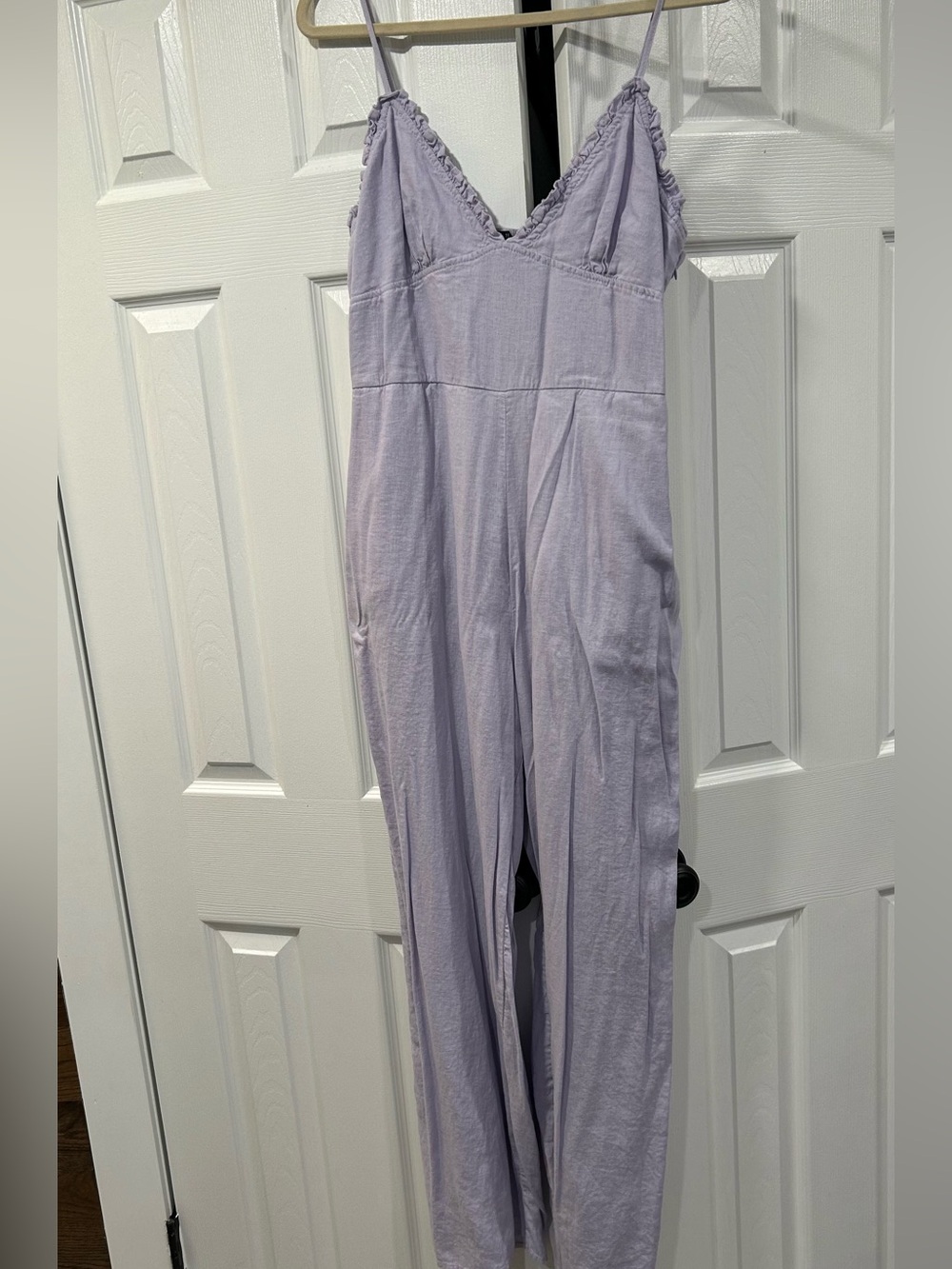 Forever 21 Lilac Ruffle-Trim Spaghetti-Strap Jumpsuit